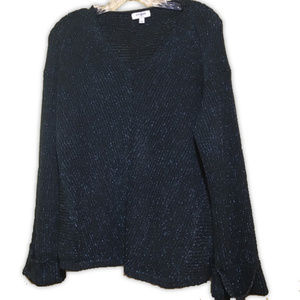 Umgee Sweater.  Black, Blue Metallic, long sleeve